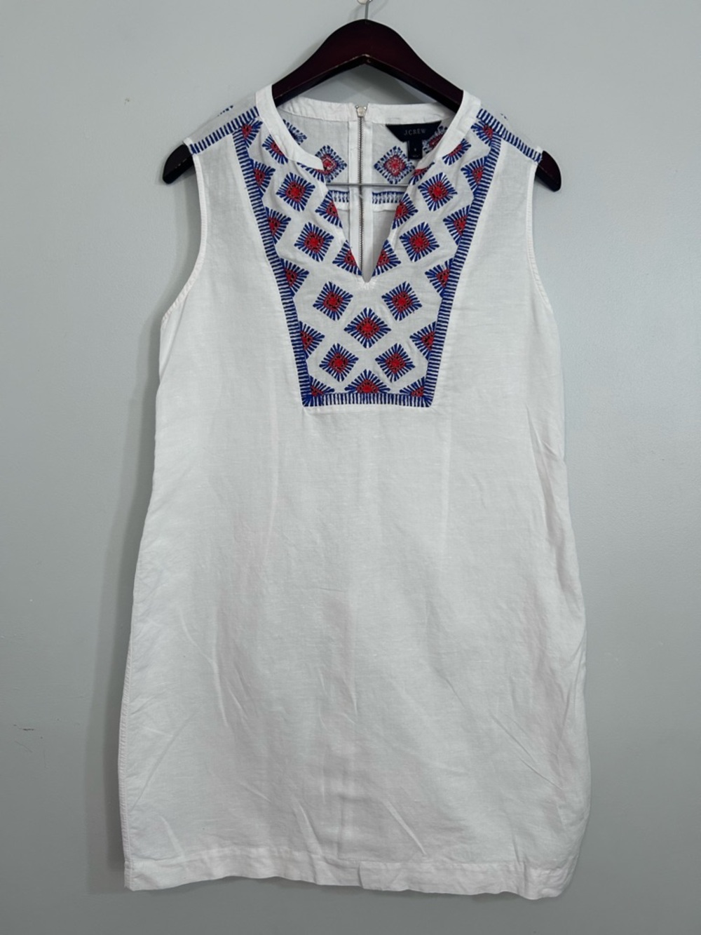 J.Crew White Linen Embroidered Sunburst Dress,S